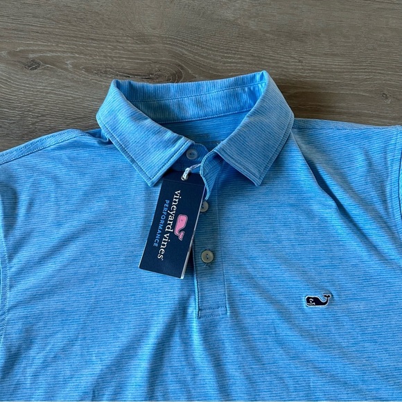 New Vineyard Vines Performance St. Jean Stripe Sankaty Polo Ocean Breeze Tejeda - Picture 3 of 7